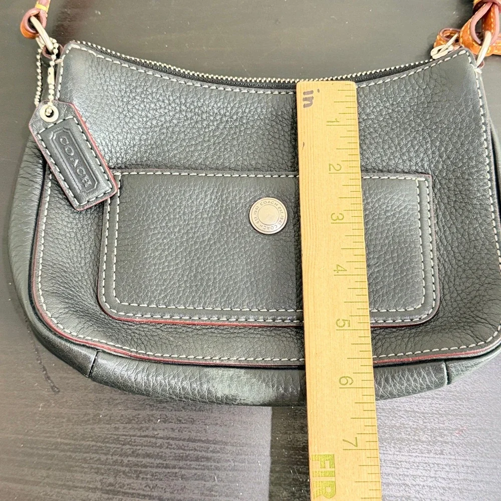 VTG Coach 8E96 Black Pebbled Leather Hobo Small Shoulder Bag Pink Lining **READ